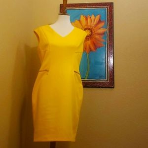Sandra Darren Yellow Mid Dress
